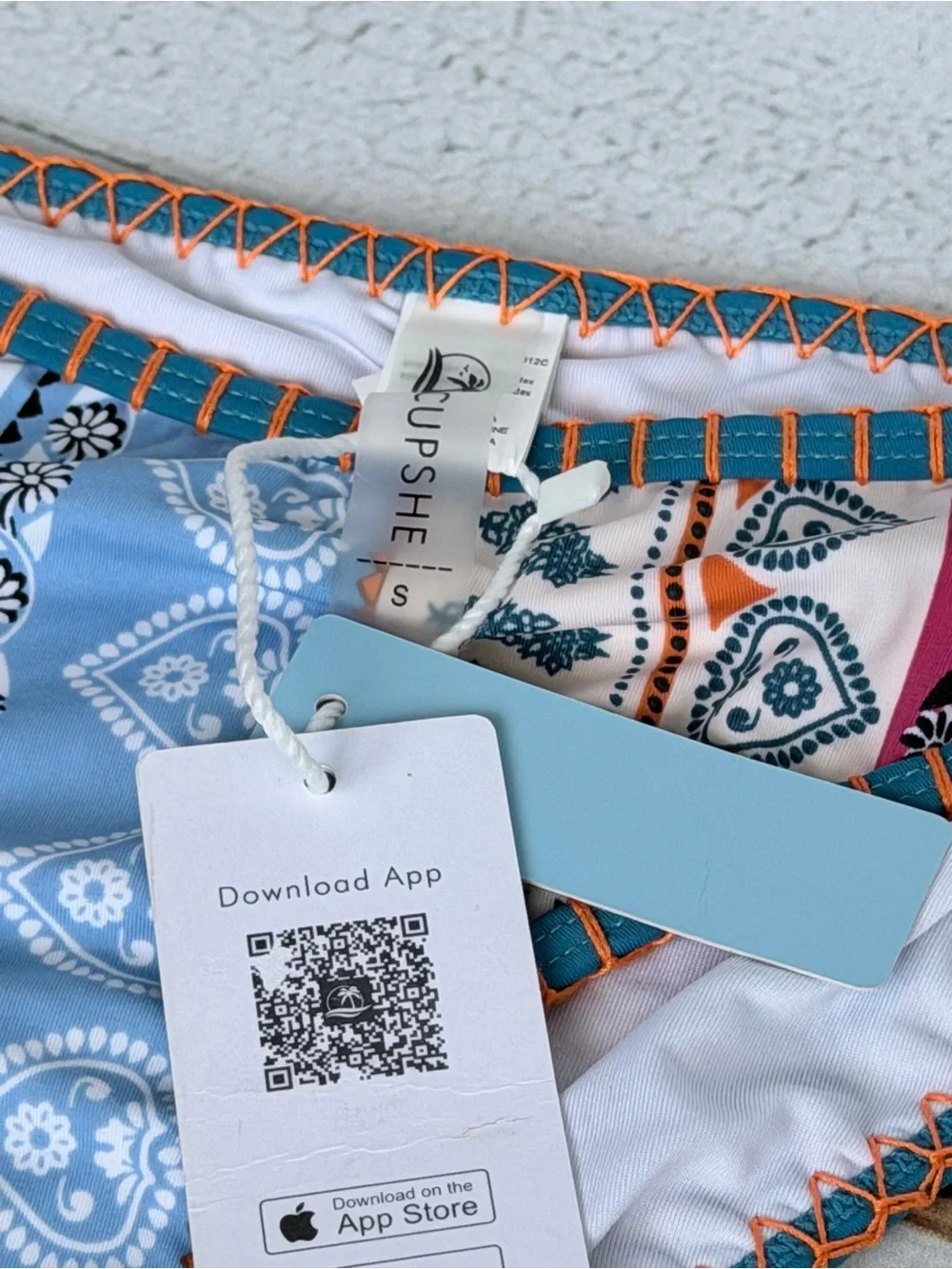 NWT Cupshe Boho Paisley Patchwork Stitch Bikini Bottoms Size S- BOTTOMS ONLY